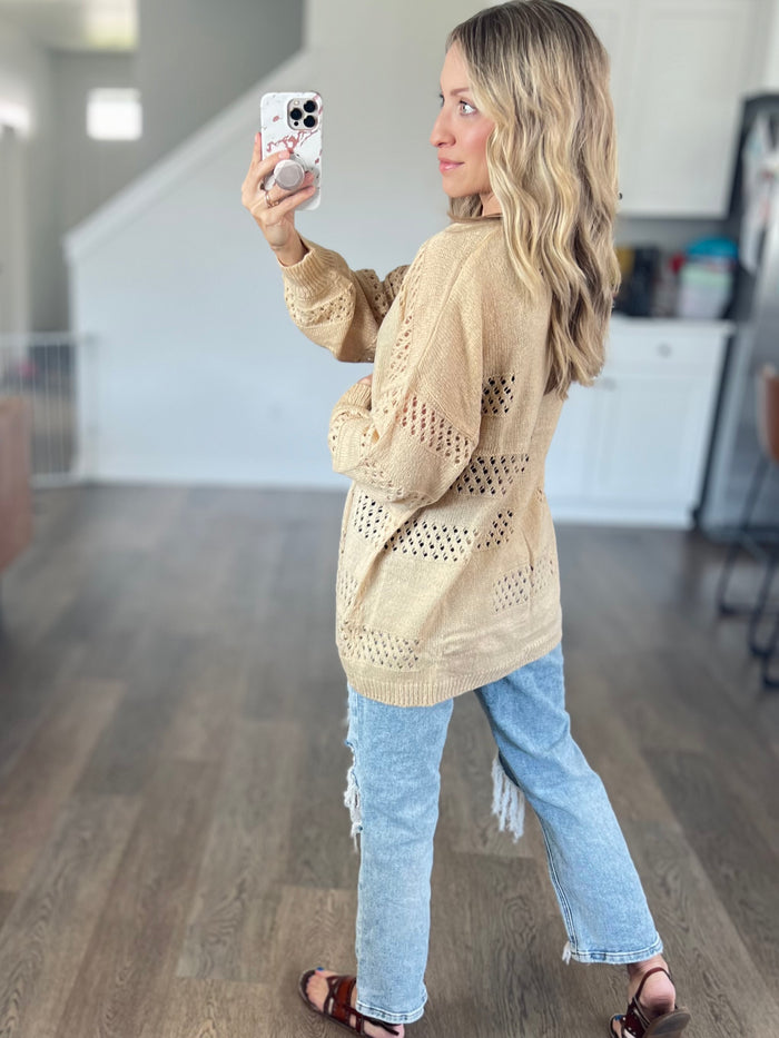 Openwork Long Sleeve Cardigan
