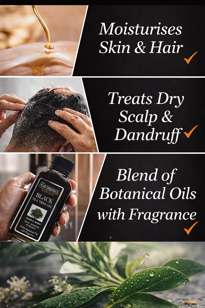 P+50 Sonik Performance Black Tea Tree Oil 125ml | Tea Tree & Sunflower Oil for Hair, Scalp & Skin | Soothing Hydrating Oil UK