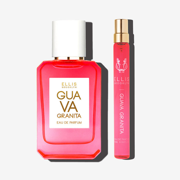 Guava Granita 50ml Eau De Parfum and Guava Granita 10ml Eau De Parfum on white background.