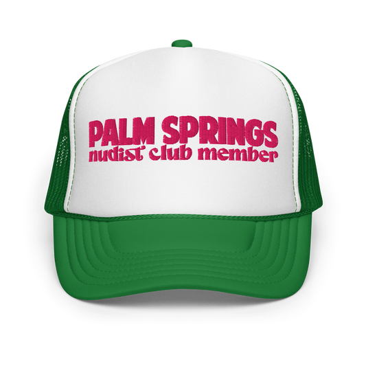 Palm Springs Nudist Club Trucker Hat Green & Pink