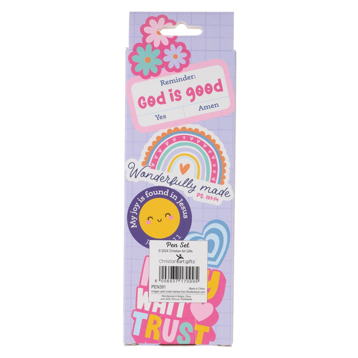 Pen Set 5 Pc Girls Sticker Art
