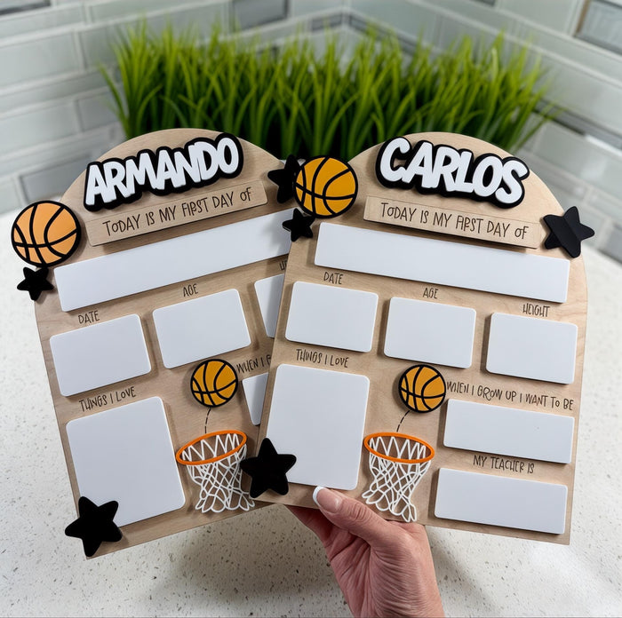 Personalized Basketball First & Last Day of School Sign: Reusable Photo Prop