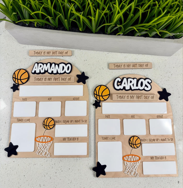 Personalized Basketball First & Last Day of School Sign: Reusable Photo Prop
