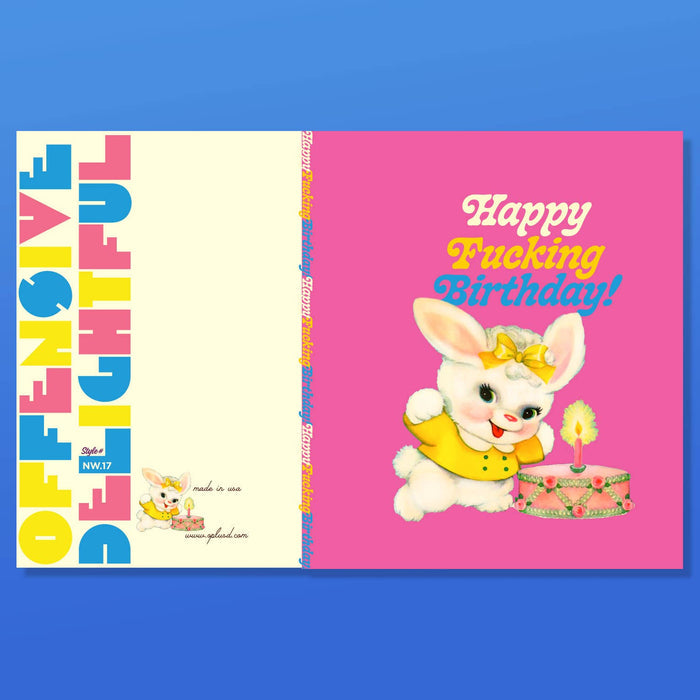 Pink Bunny Birthday Card