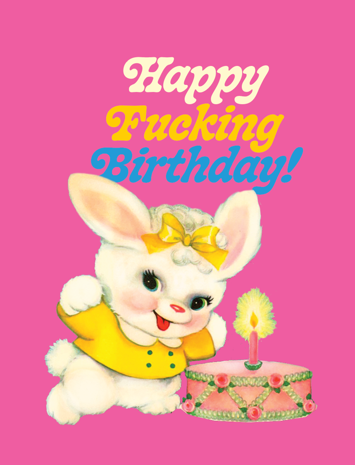 Pink Bunny Birthday Card