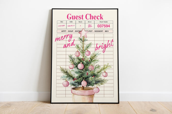 Pink Christmas North Pole Ticket Set of 3 Wall Art Trendy Poster Cute Girly Christmas Pink Guest Check Holiday Print Set Girly Winter Poster