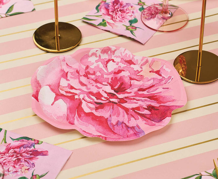 Pink Peonies Paper Salad Plate (8pk)