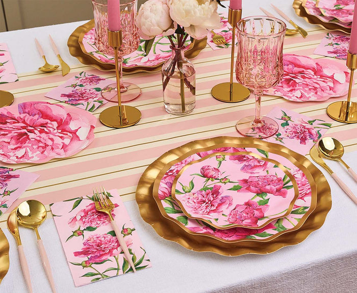 Pink Peonies Paper Salad Plate (8pk)