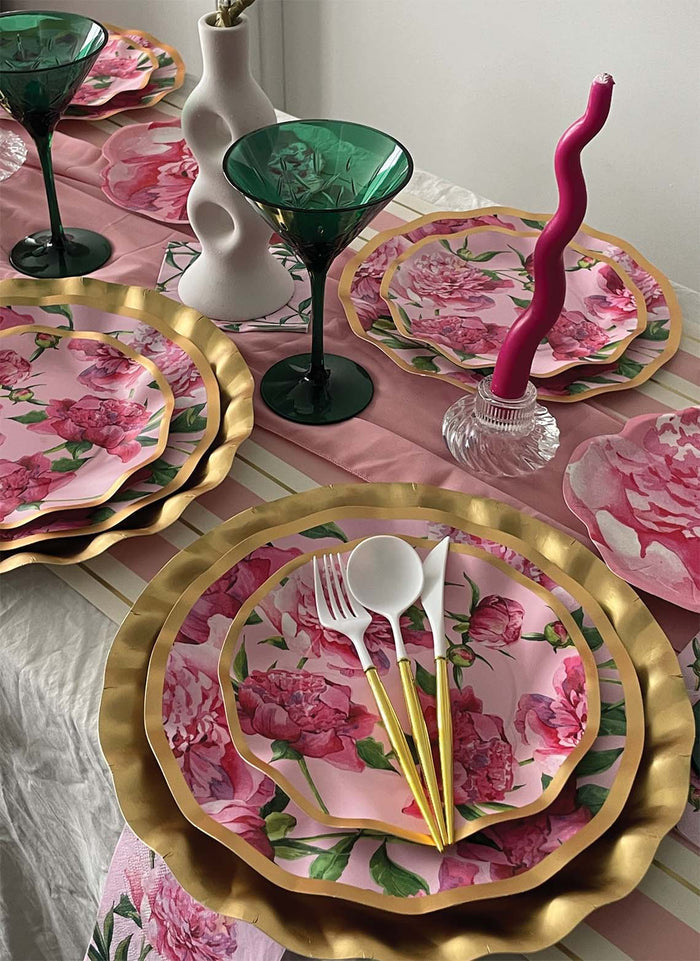 Pink Peonies Paper Salad Plate (8pk)