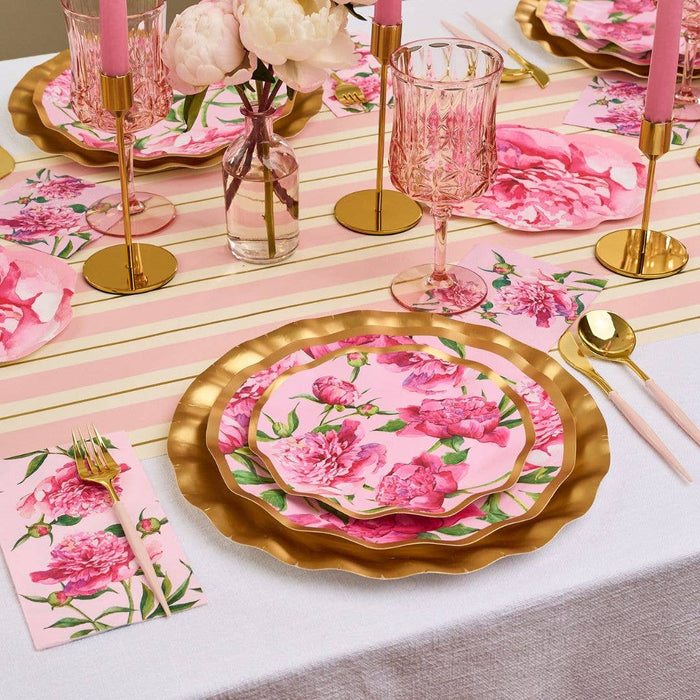 Pink Peonies Wavy Paper Salad Plate (8pk)