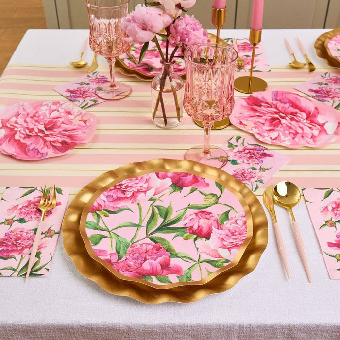 Pink Peonies Wavy Paper Salad Plate (8pk)