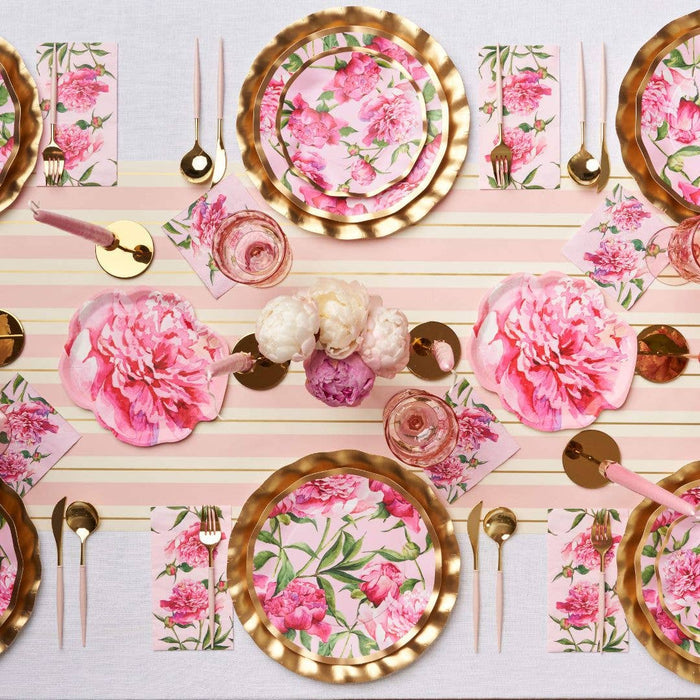 Pink Peonies Wavy Paper Salad Plate (8pk)