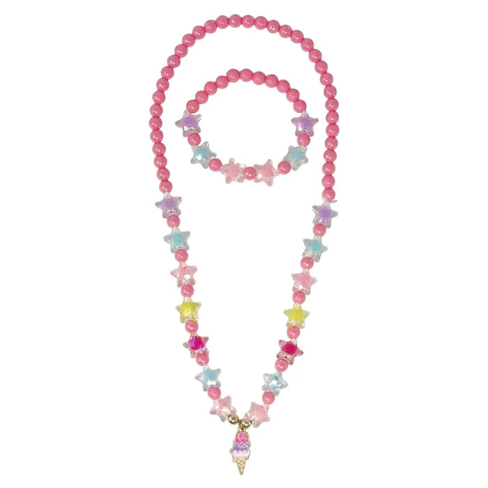 Pink Poppy Ice Cream Charm Necklace and Bracelet Set