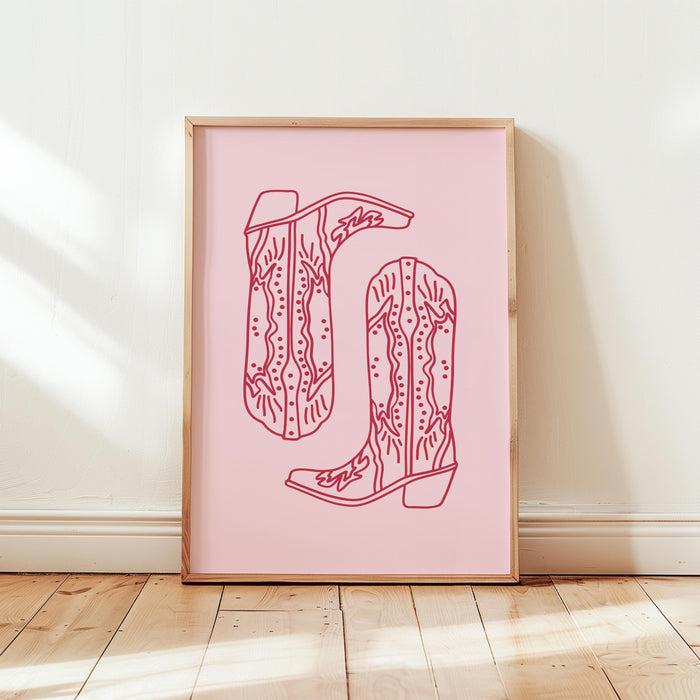 Pink Western Cowgirl Wall Art Set of 3 Prints, Howdy Baby Cocktail Boots Quote Posters, Coquette Bachelorette Party Decor, DIGITAL DOWNLOAD