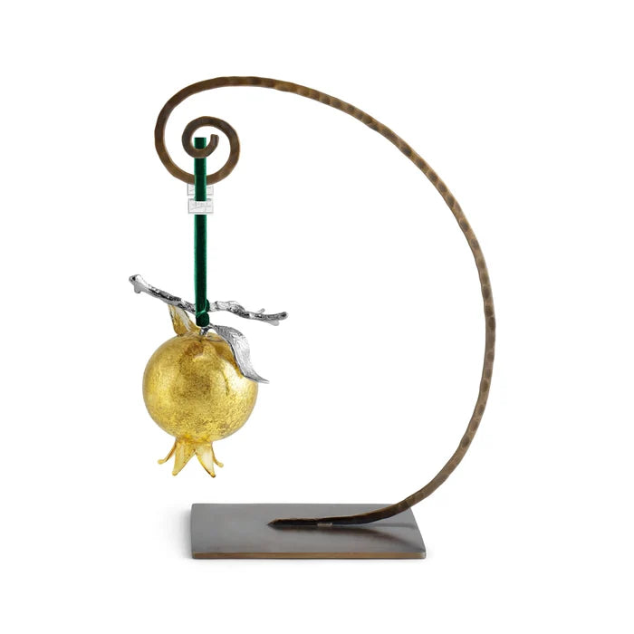 Michael Aram pomegranate glass ornament, gold, for luxe holiday decoration