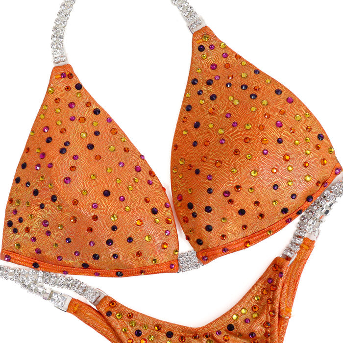 QS ST: Angel Dust – custom crystal competition bikini for NPC bodybuilding