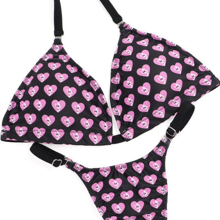 QS ST: Black Hearts Posing Practice Suit. Medium/Pro.  Angel Competition BikinisThe best NPC Competition Suits for the Bikini Division, Fit Model Division Suits, and bodybuilding suits.