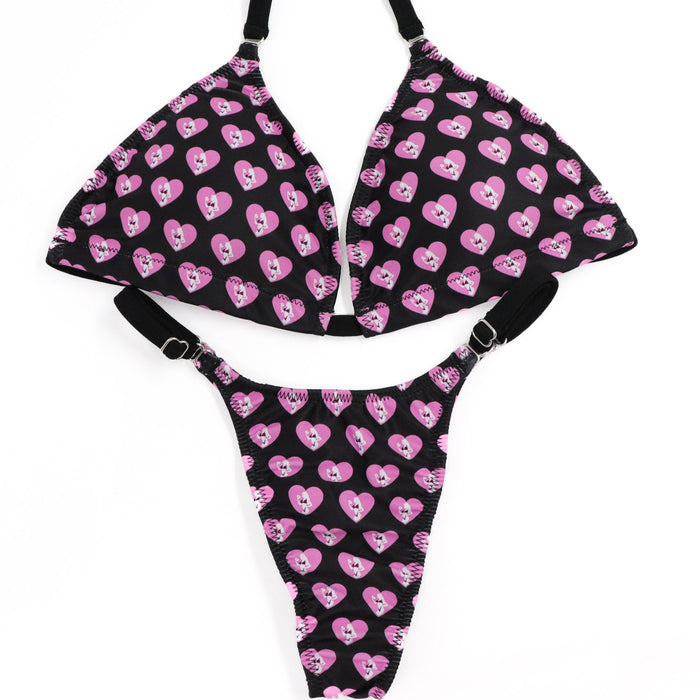 QS ST: Black Hearts Posing Practice Suit. Medium/Pro.  Angel Competition BikinisThe best NPC Competition Suits for the Bikini Division, Fit Model Division Suits, and bodybuilding suits.
