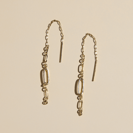 Gold Ramona Threader Earrings: Silver - Olita Gifts & Goods