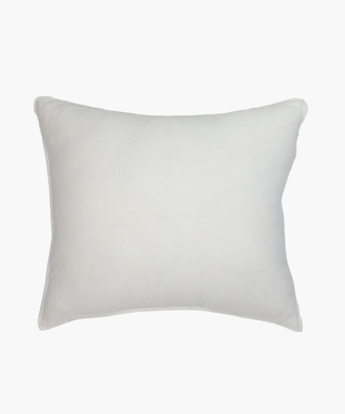 Square ivory linen pillow on a white background highlighting fabric texture, stitching, and finish. | Wildwood Home Co.