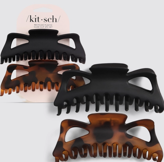 Recycled Plastic Jumbo Classic Claw Clips 2pc-Black & Tort