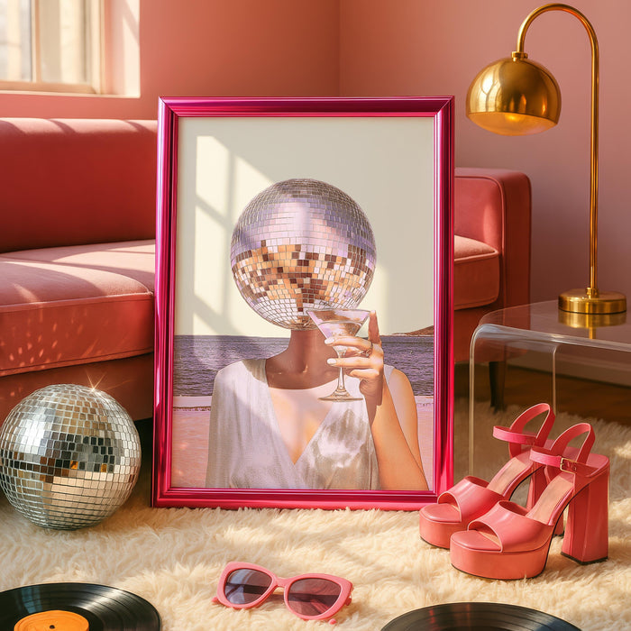 Retro Summer Gallery Wall Set, Disco Ball & Vinyl Poolside Art, Neutral Aesthetic Posters, Trendy Living Room Decor, Printable Art Bundle