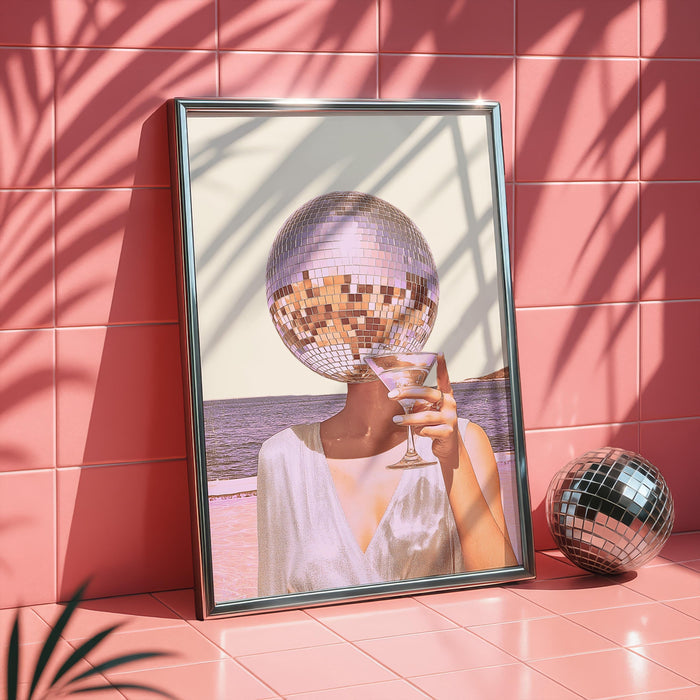 Retro Summer Gallery Wall Set, Disco Ball & Vinyl Poolside Art, Neutral Aesthetic Posters, Trendy Living Room Decor, Printable Art Bundle