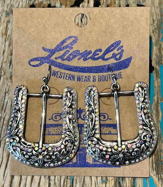 Rhinestone Western Buckle Earrings