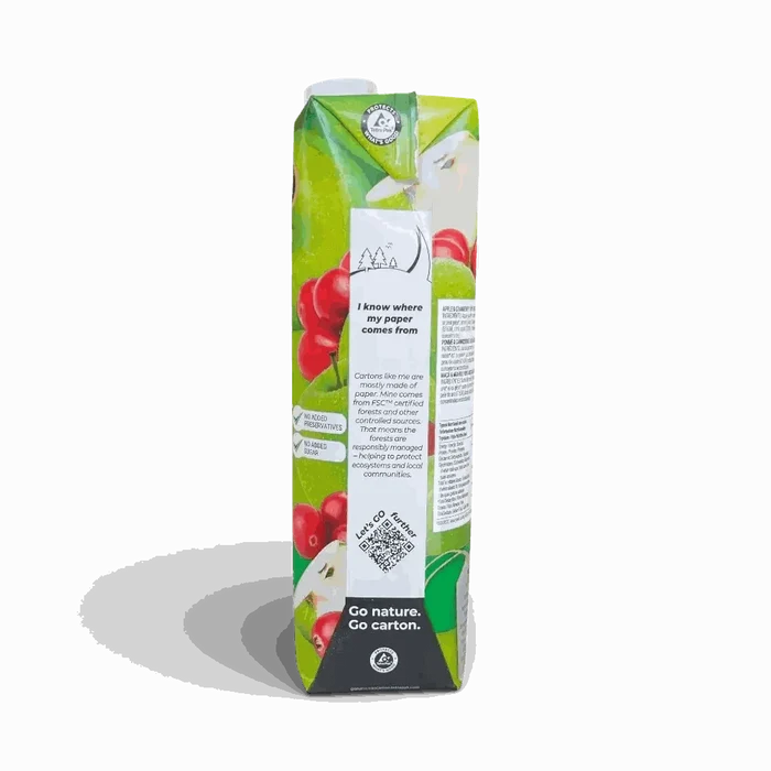 Rhodes 100% Fruit Juice Apple and Cranberry 1 Litre bottle with natural fruit blend and no added sugar or preservatives