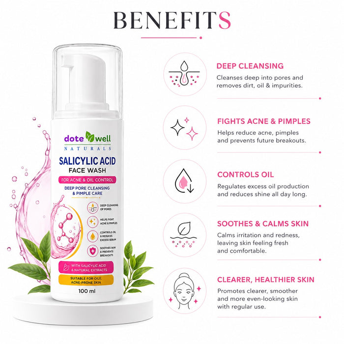 Salicylic Acid Face Wash for Acne & Oil Control | Deep Pore Cleansing & Pimple Care | 100 ml