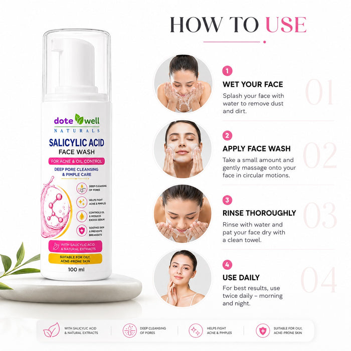 Salicylic Acid Face Wash for Acne & Oil Control | Deep Pore Cleansing & Pimple Care | 100 ml