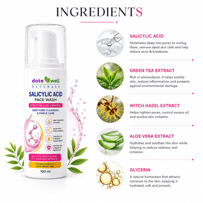 Salicylic Acid Face Wash for Acne & Oil Control | Deep Pore Cleansing & Pimple Care | 100 ml