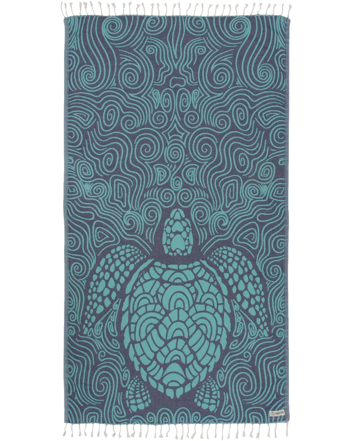 Sand Cloud Mint Swirl Turtle Beach Towel full view
