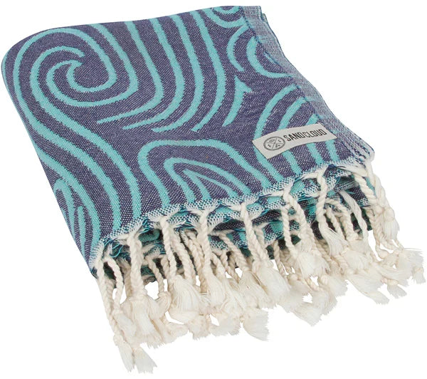 Sand Cloud Mint Swirl Turtle Beach Towel folded view