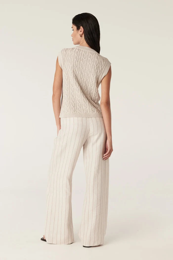 SAVANNAH LINEN PANT in Natural Stripe from Cable Melbourne