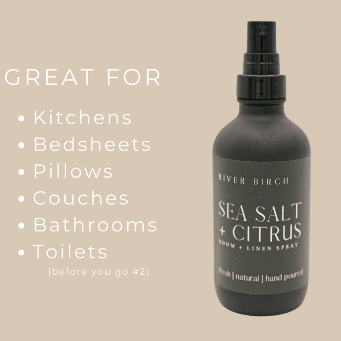 Sea Salt + Citrus - 4 oz Black Glass Room + Linen Spray