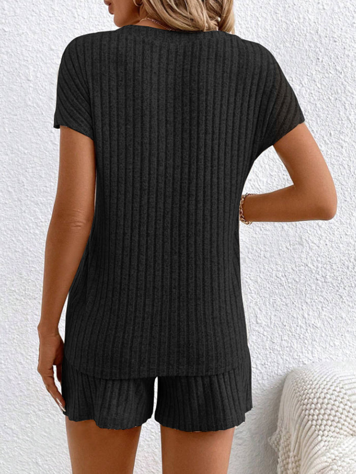 Sia Ribbed V-Neck Top and Shorts Set