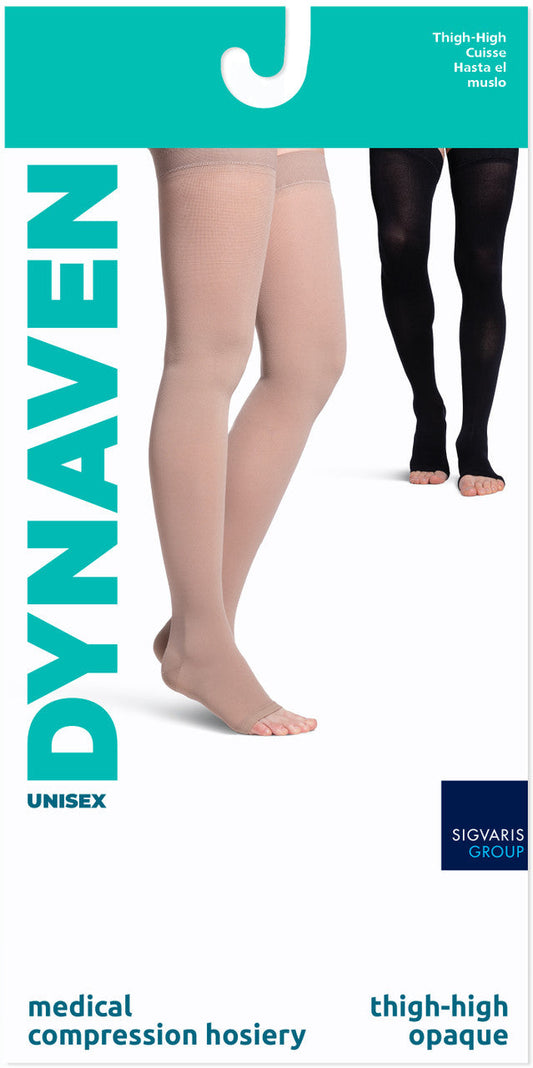 Sigvaris Dynaven Thigh High W/ Grip Top , Open Toe 20-30mmHg - Compression Level: Firm 20-30 MmHg - Unisex - Foot