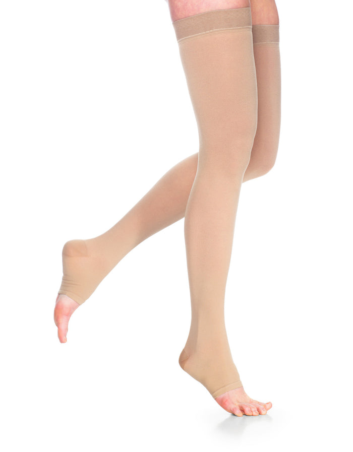 Sigvaris Dynaven Thigh High W/ Grip Top , Open Toe 20-30mmHg - Compression Level: Firm 20-30 MmHg - Unisex - Foot
