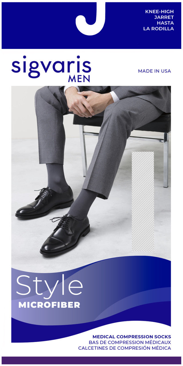 Sigvaris Men's Style Microfiber Knee High 20-30mmHg - Compression Level: Firm 20-30 MmHg - Male - Knee
