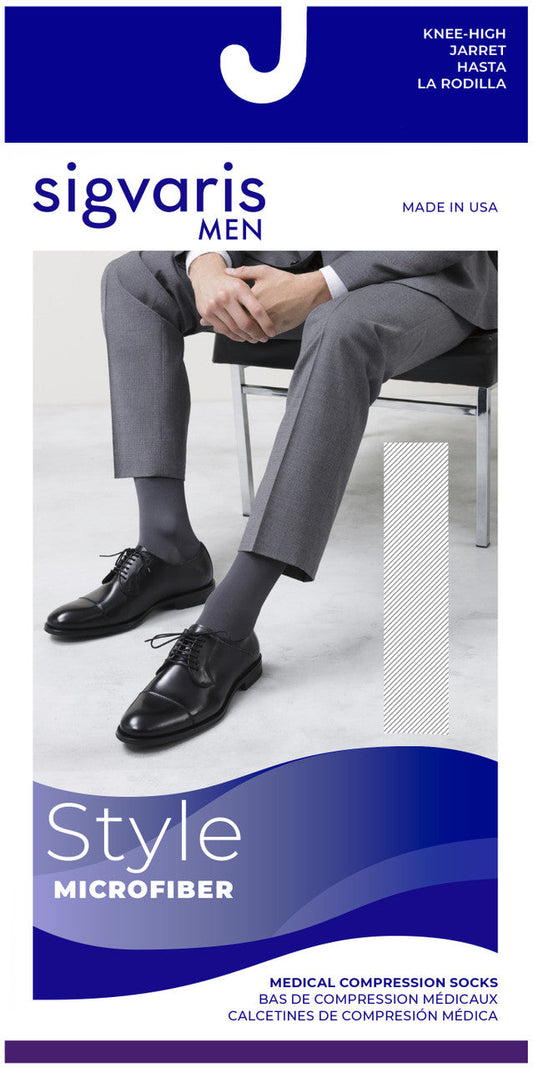 Sigvaris Men's Style Microfiber Knee High 20-30mmHg - Compression Level: Firm 20-30 MmHg - Male - Knee