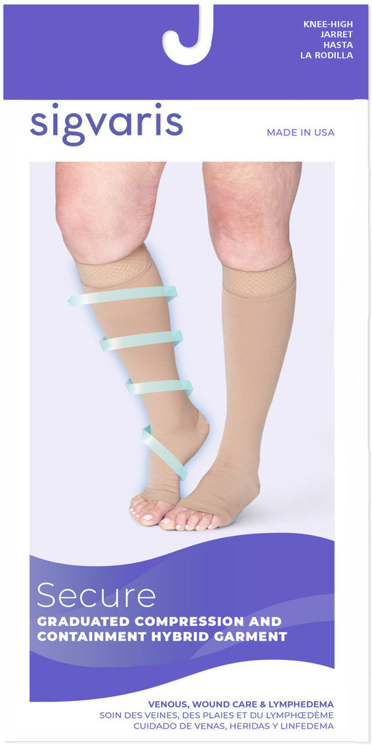 Sigvaris Secure Knee High, Open Toe 20-30mmHg - Compression Level: Firm 20-30 MmHg - Unisex - Foot