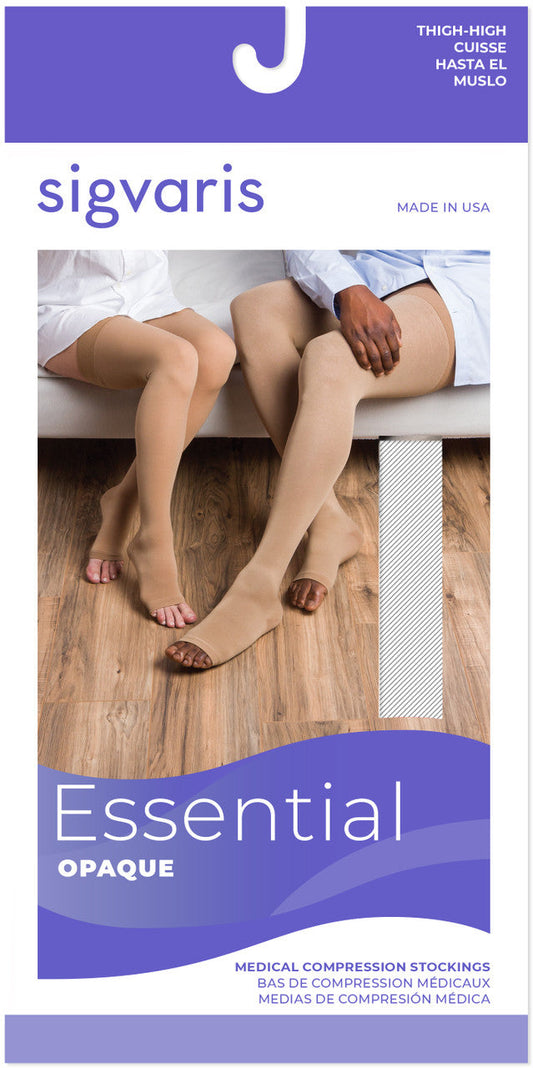 Sigvaris Select Comfort Thigh W/ Waist Attachment, Open Toe 20-30mmHg - Compression Level: Firm 20-30 MmHg - Male - Foot