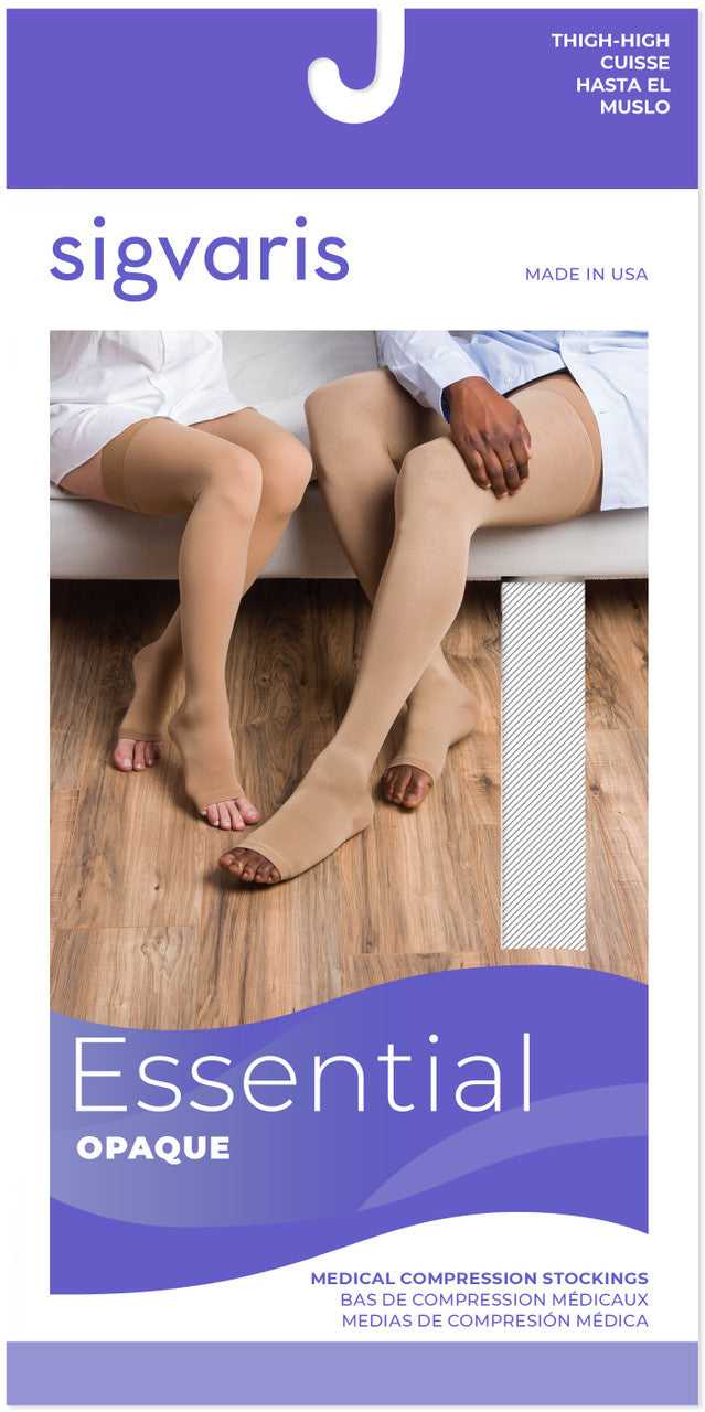 Sigvaris Select Comfort Thigh W/ Waist Attachment, Open Toe 30-40mmHg - Compression Level: Extra Firm 30-40 MmHg - Male - Foot