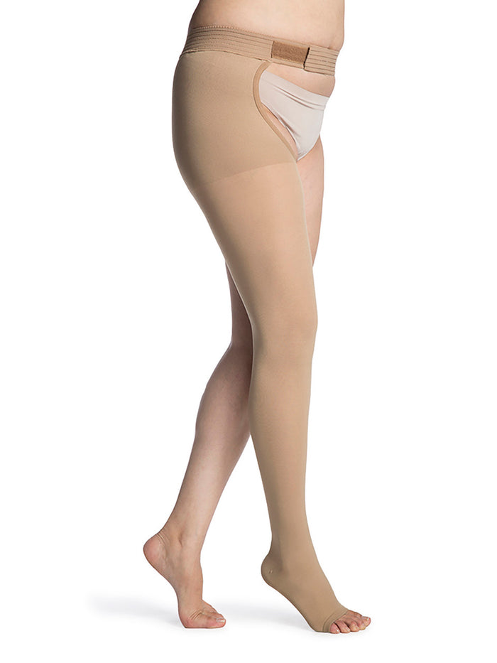 Sigvaris Select Comfort Thigh W/ Waist Attachment, Open Toe 30-40mmHg - Compression Level: Extra Firm 30-40 MmHg - Male - Foot