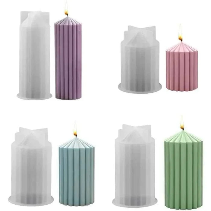 Silicone Candle & Resin Mold - 3D Striped Pillar (4 sizes)
