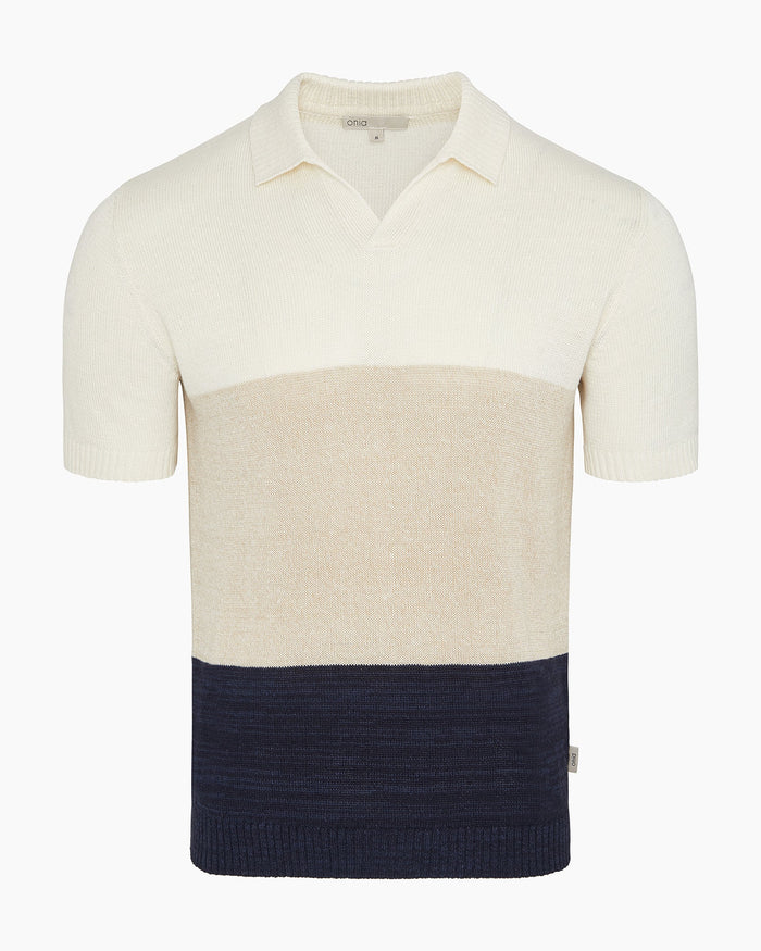 Silk Linen SS Johnny Polo Melange Multi Colorblock