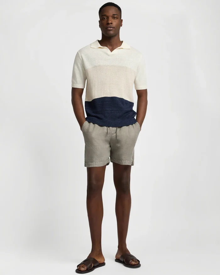 Silk Linen SS Johnny Polo Melange Multi Colorblock