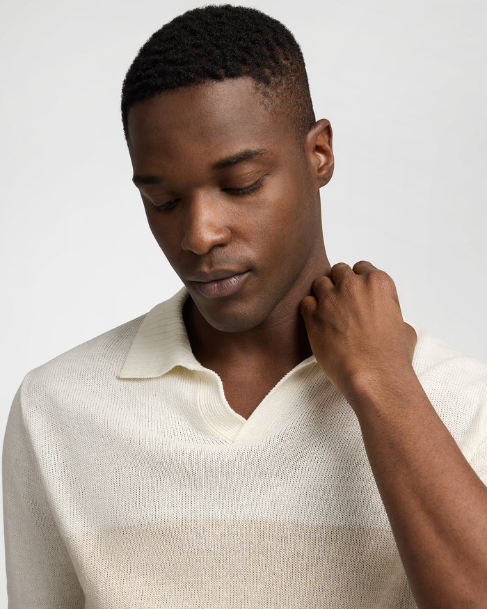 Silk Linen SS Johnny Polo Melange Multi Colorblock