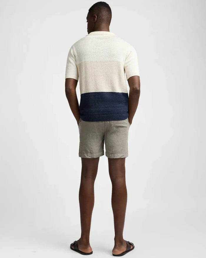 Silk Linen SS Johnny Polo Melange Multi Colorblock